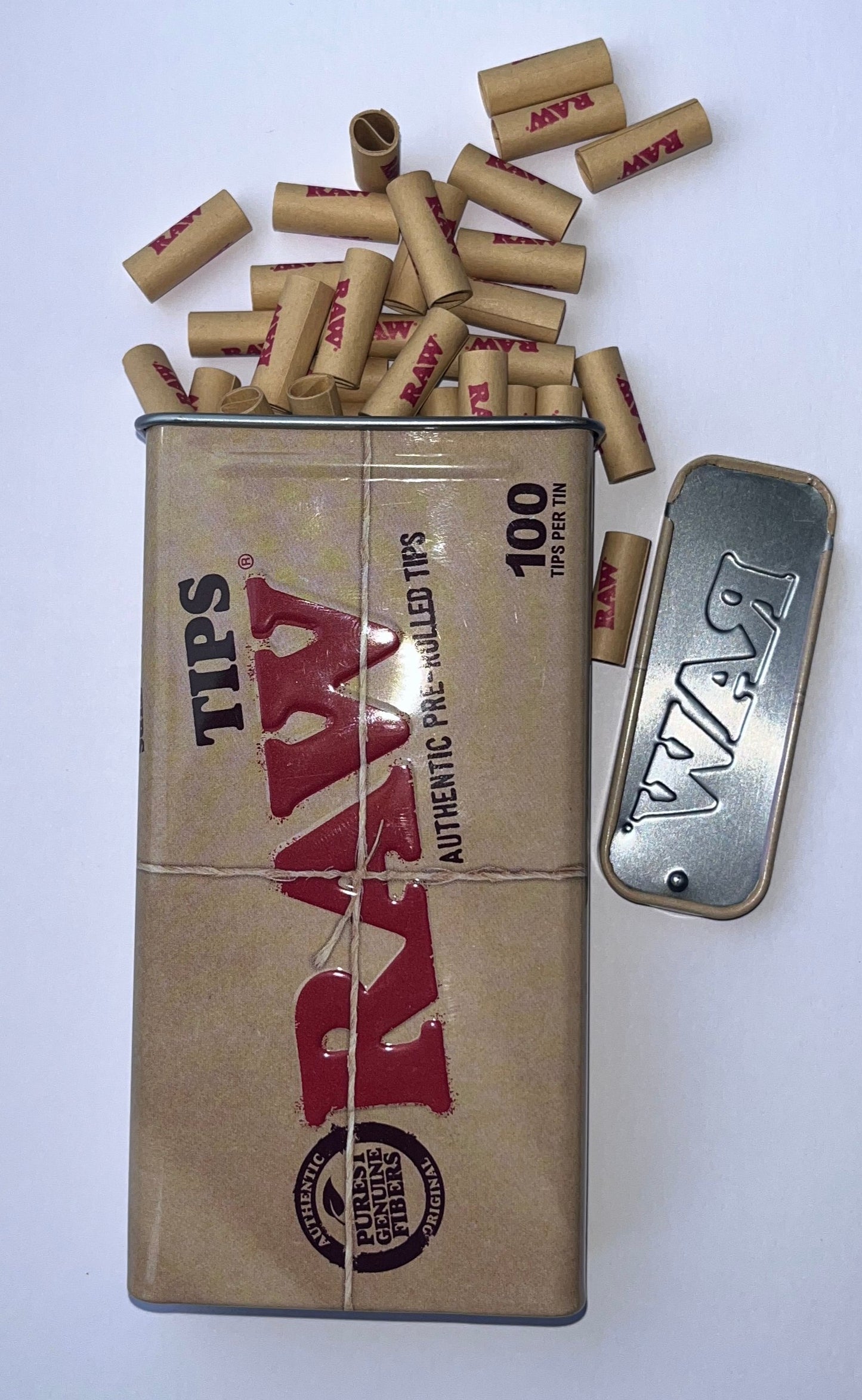 100 RAW Pre-Rolled Tips in a Tin